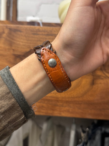 Maison Margiela ‘Braided’ Brown Leather Snap Bracelet