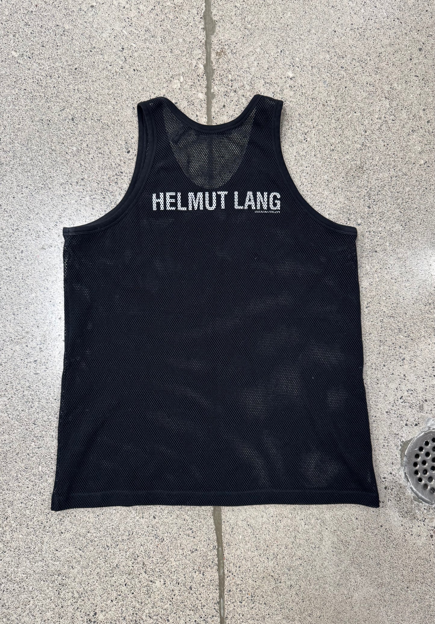 Helmut Lang Black Mesh Logo Tank Top