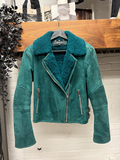 AW2014 Gucci by Frida Giannini Suede Biker Jacket with Shearing Interior