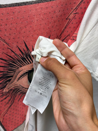 2018 Gucci ‘Amour’ Eye Graphic Red/Cream Distressed Cotton T-Shirt