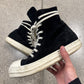 Rick Owens DRKSHDW Black Velour ‘Ramones’ High Top Sneakers