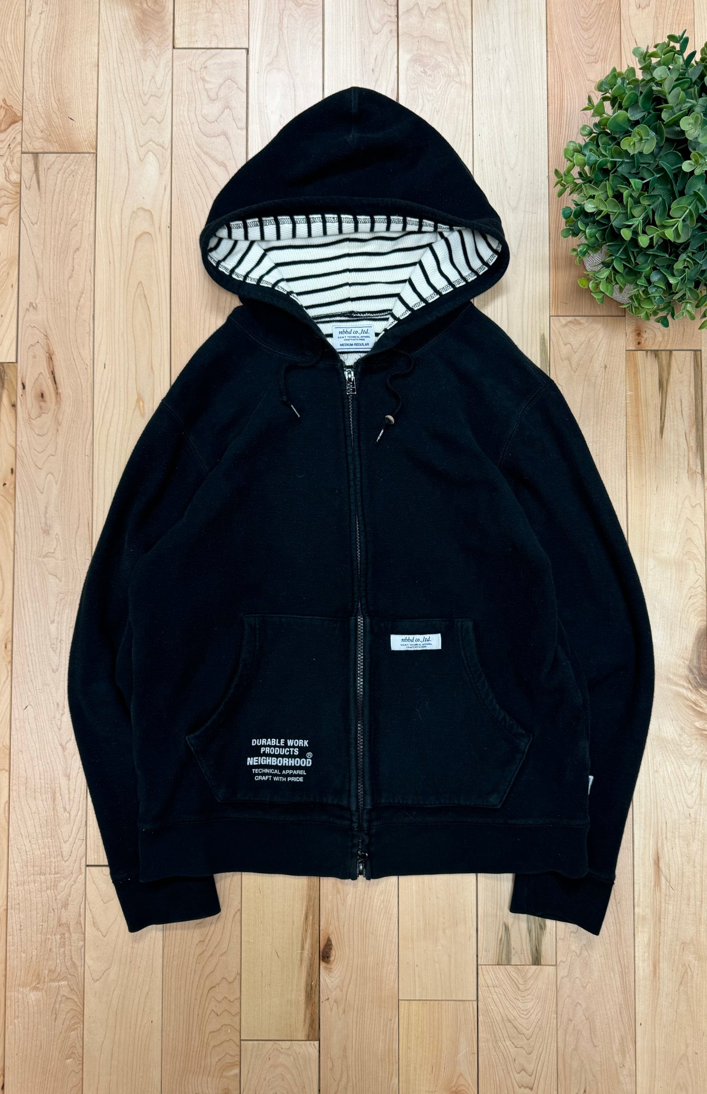 Neighborhood Waffle Knit Zip Up Hoodie