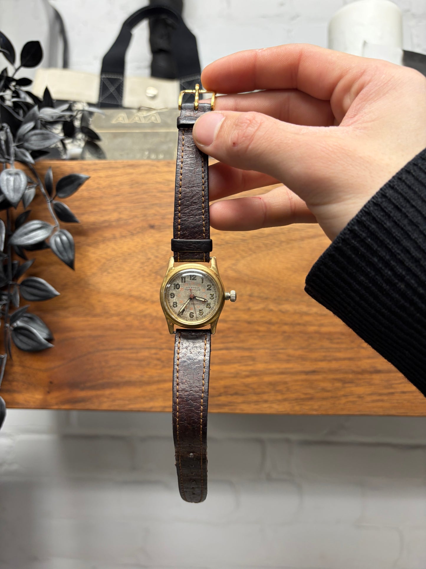 1940s Rolex ‘Oysterdate Centergraph’ with Leather Strap