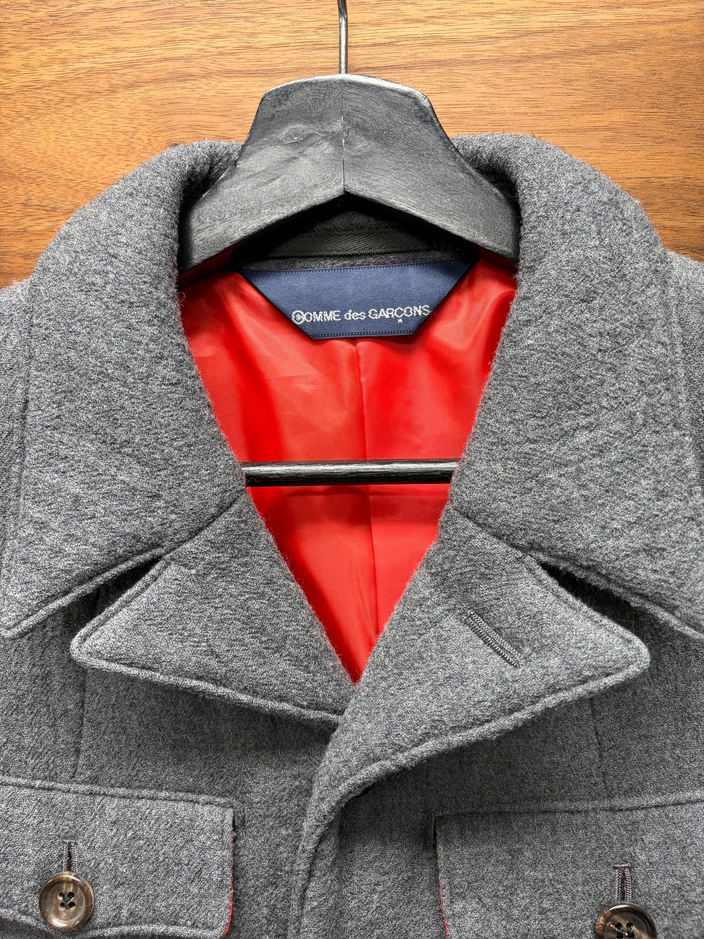 SS1997 Comme Des Garçons Homme Quilted Grey Wool Collared Coat