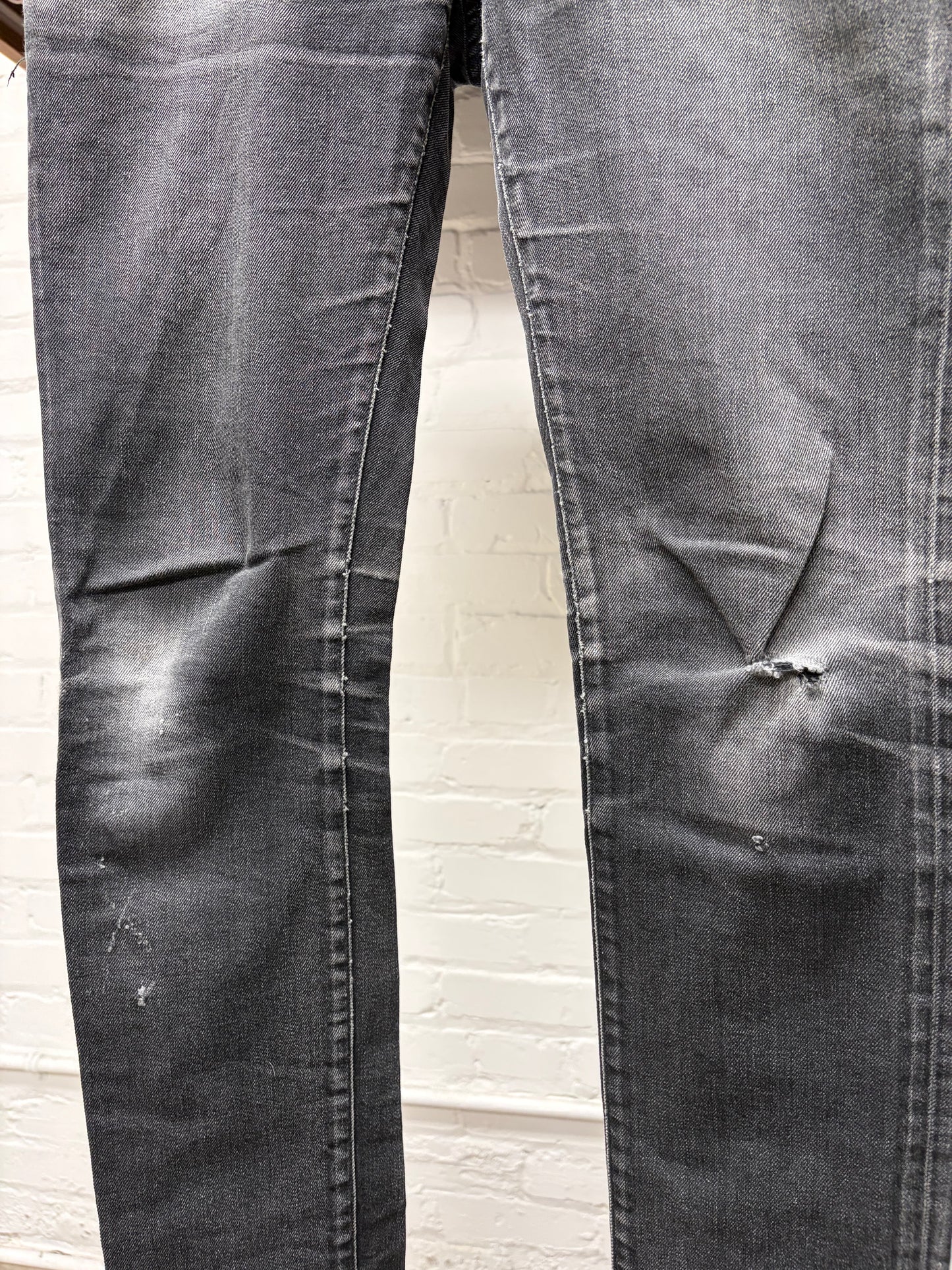 Saint Laurent ‘D03’ Washed Black Repaired Black Skinny Jeans