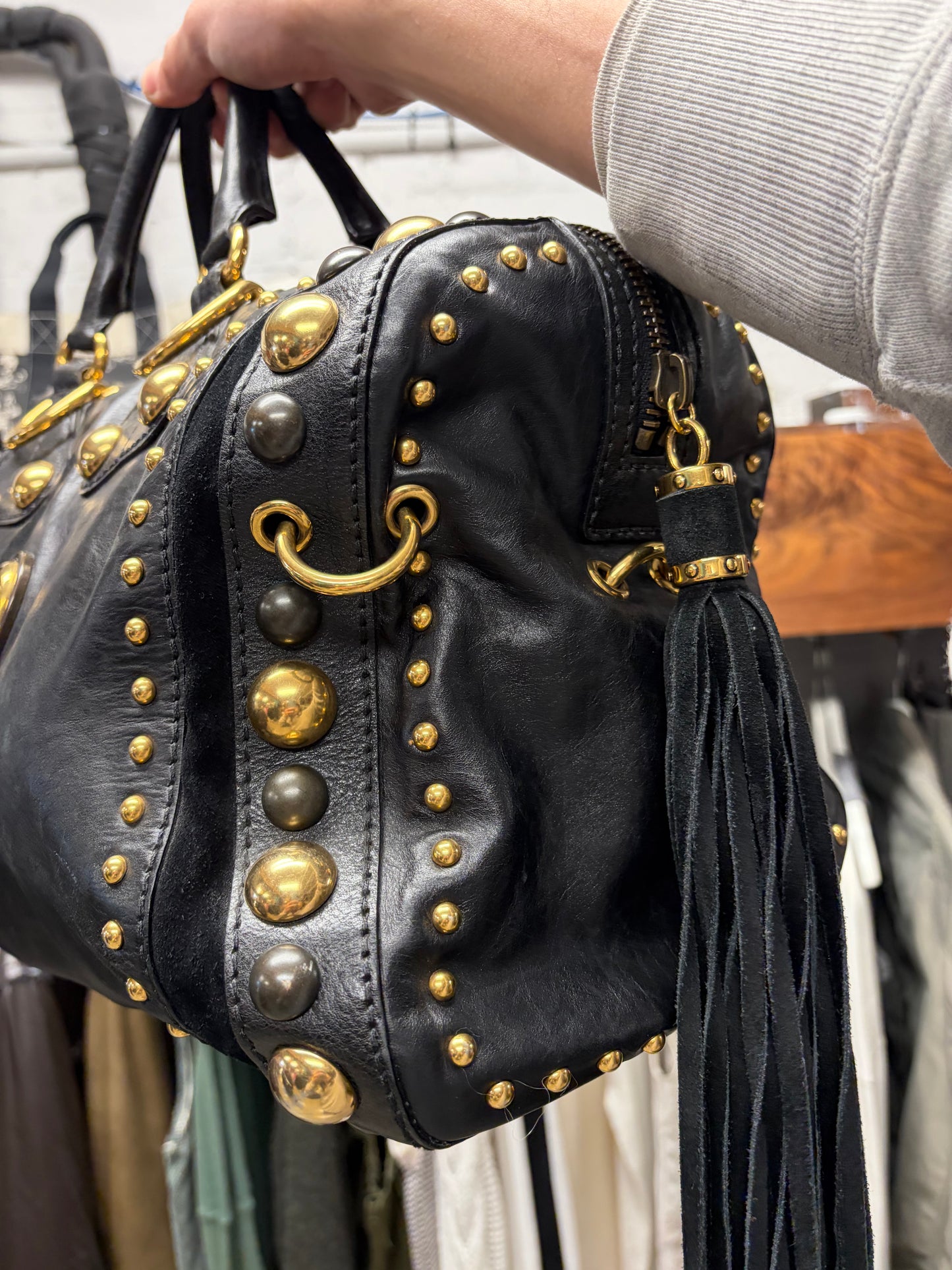 Gucci by Frida Giannini ‘Babouska’ Leather Bag with Gold ‘GG Heart’ Hardware & Studding