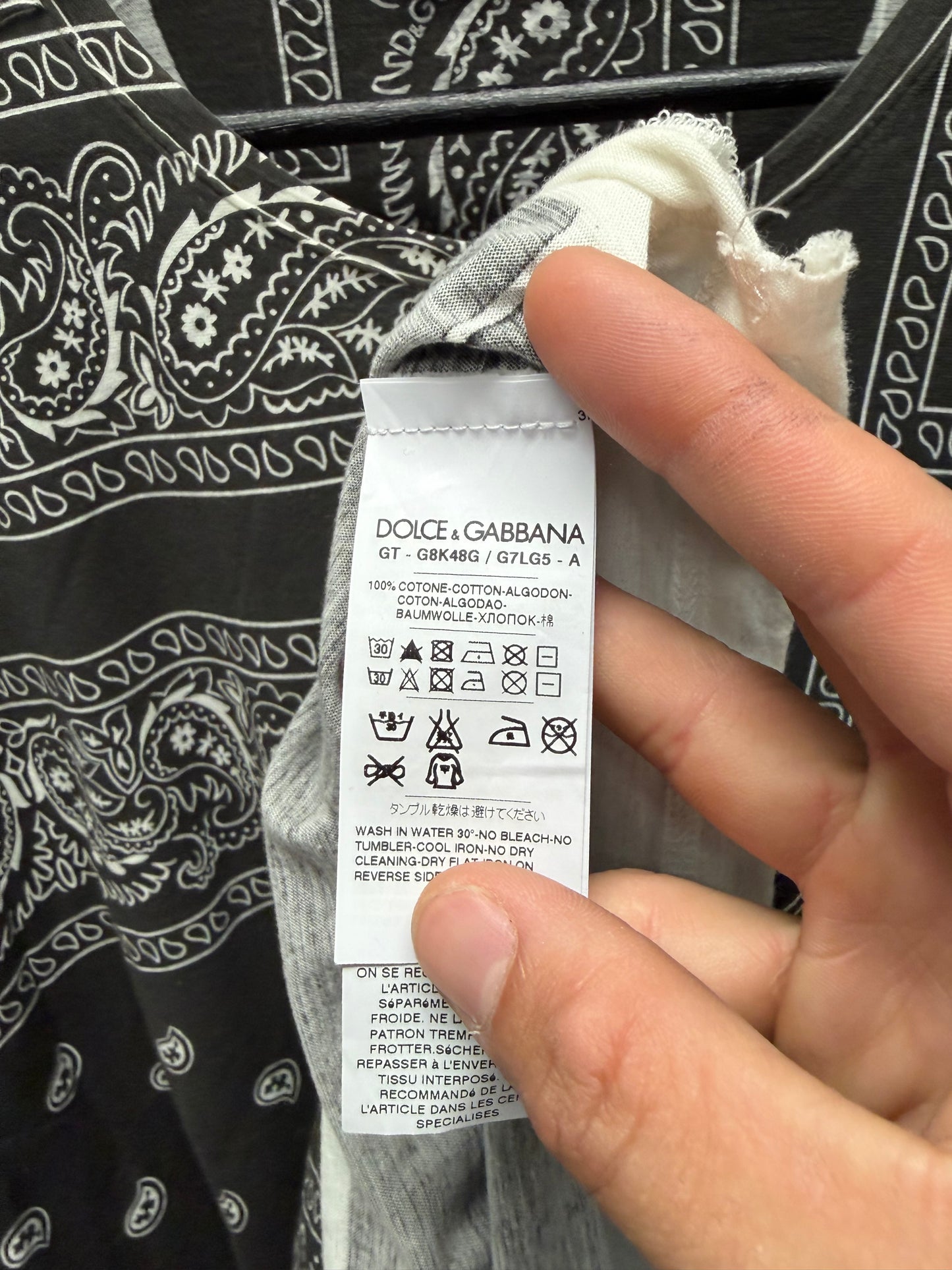 Dolce & Gabanna Mainline Paisley Bandanna Black/White Cotton T-Shirt