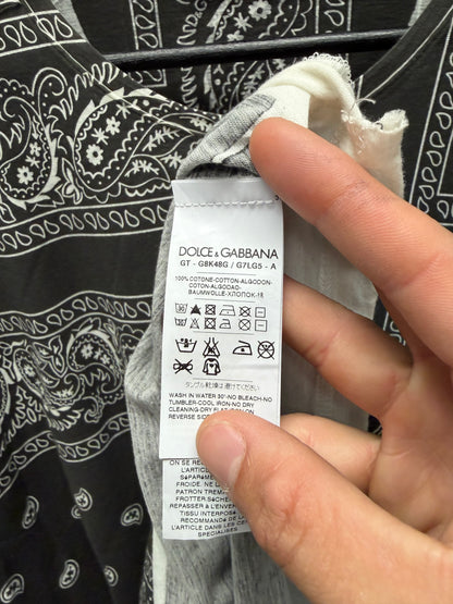 Dolce & Gabanna Mainline Paisley Bandanna Black/White Cotton T-Shirt