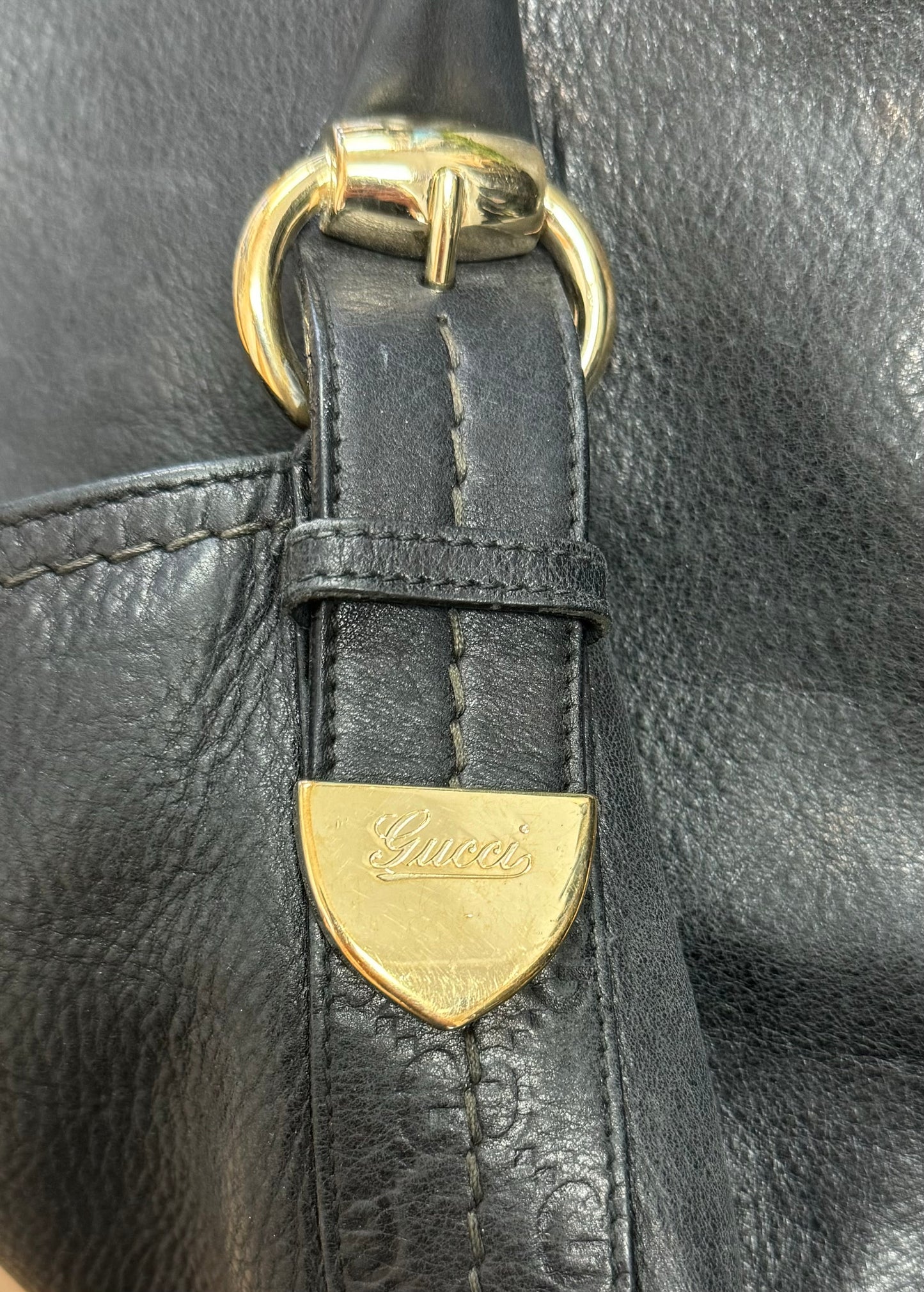 Gucci ‘Guccisima’ Black Leather Monogram Hobo Bag