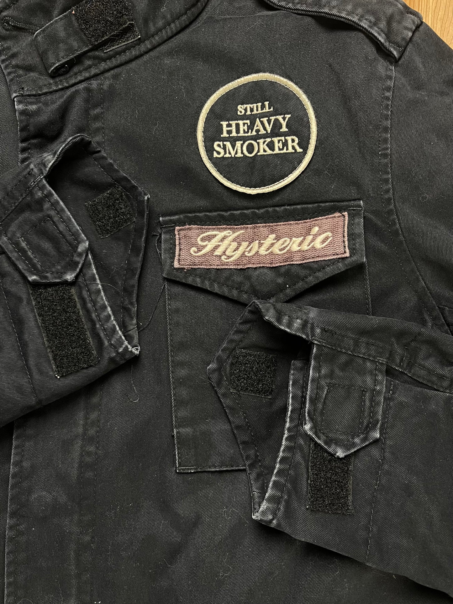 2000s Hysteric Glamour Smokin’ Kills Military Patch Jacket