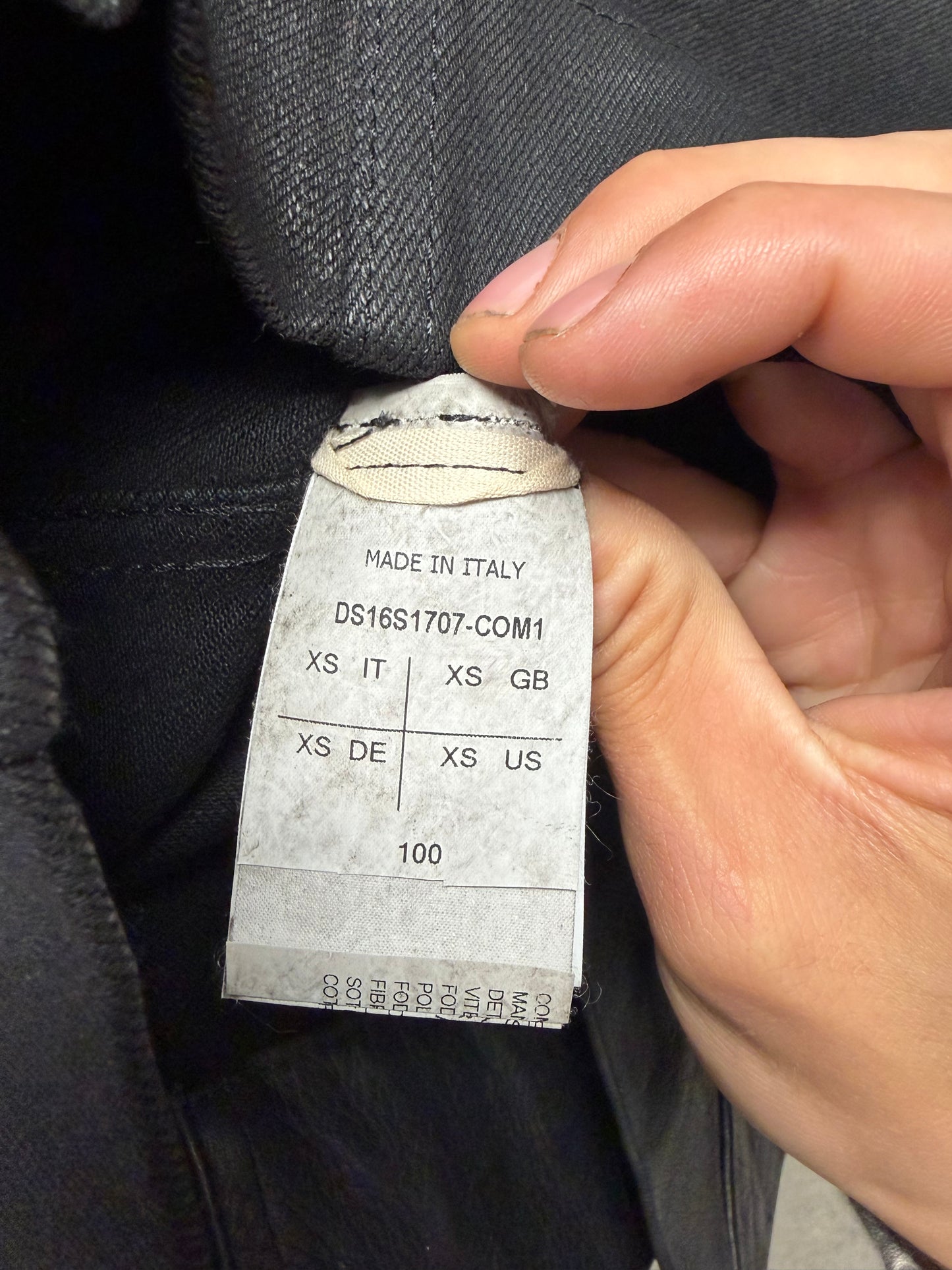 SS2016 Rick Owens ‘Cyclops’ Leather/Raw Denim High Neck Jacket