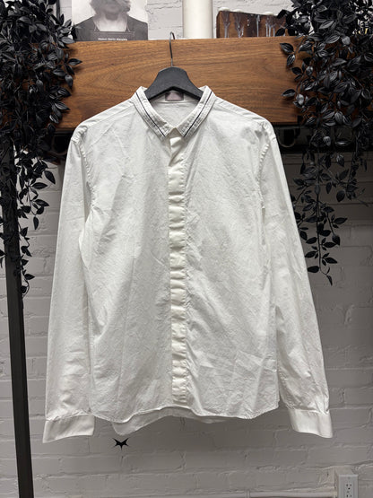 Dior Homme Striped Collar ‘French Button Up’ White Dress Shirt