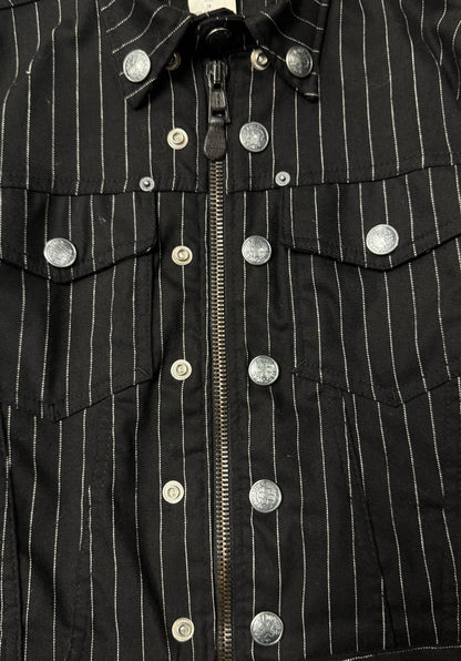 Vintage Jean Paul Gaultier Pinstripe Denim Zip-Up Jacket