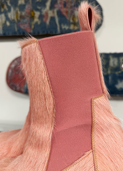 Rick Owens Pink Pony-Hair Tractor Boots