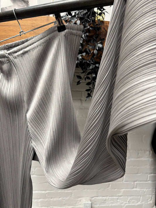 Issey Miyake ‘Pleats Please’ Silver Wide Leg Pants
