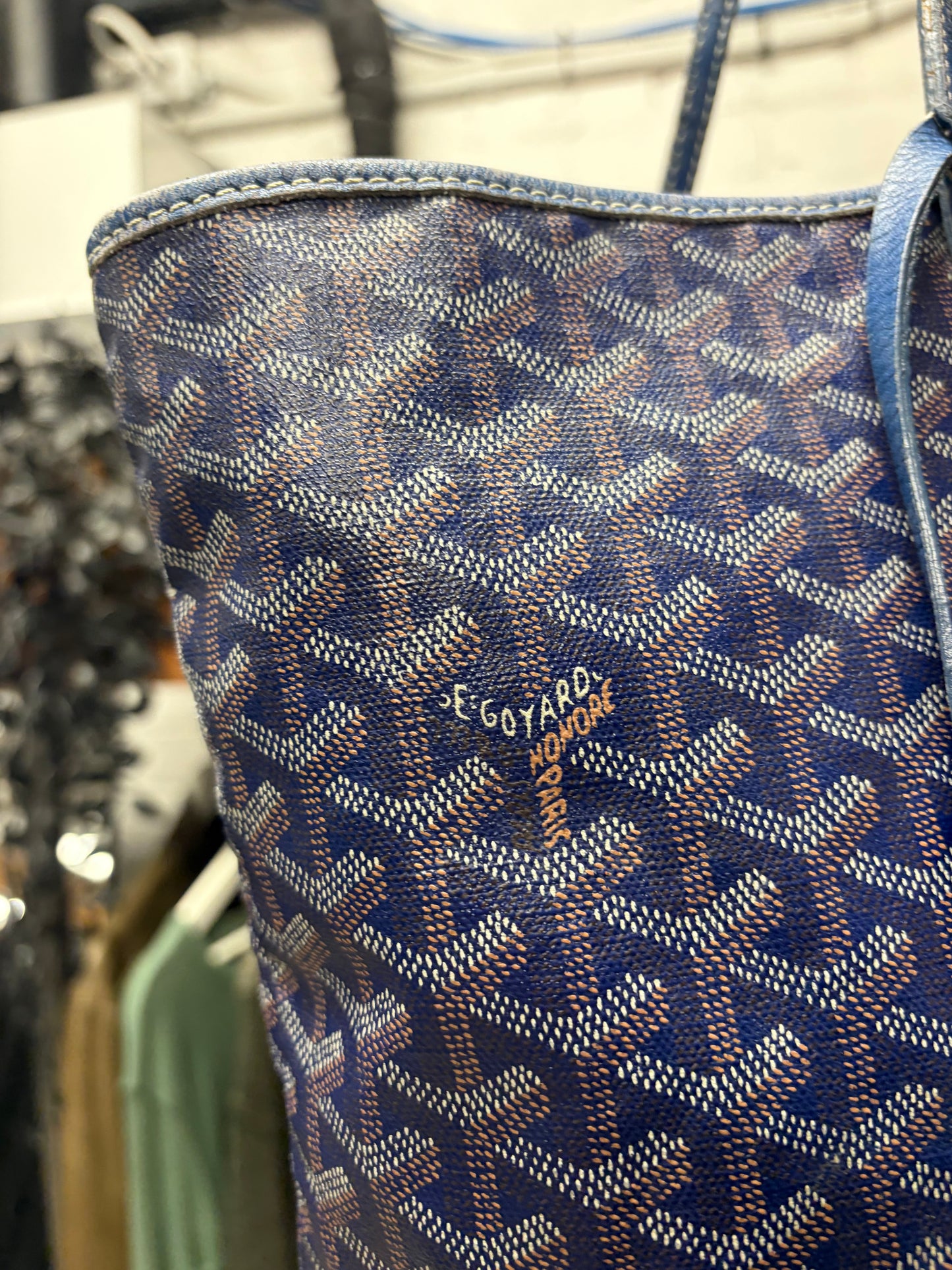 Goyard ‘ST Louis PM’ Blue Monogram Tote Bag