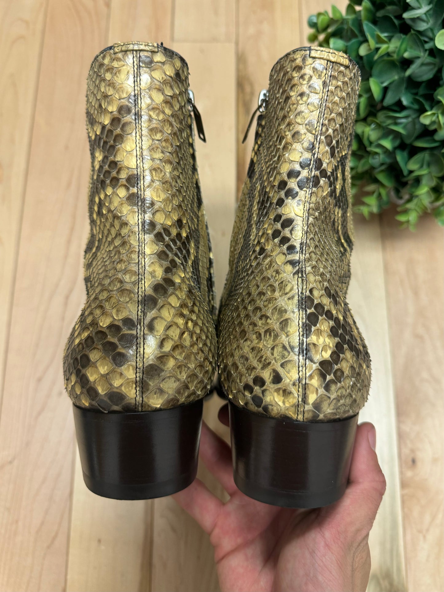 Saint Laurent Genuine Python Leather Lukas Boots