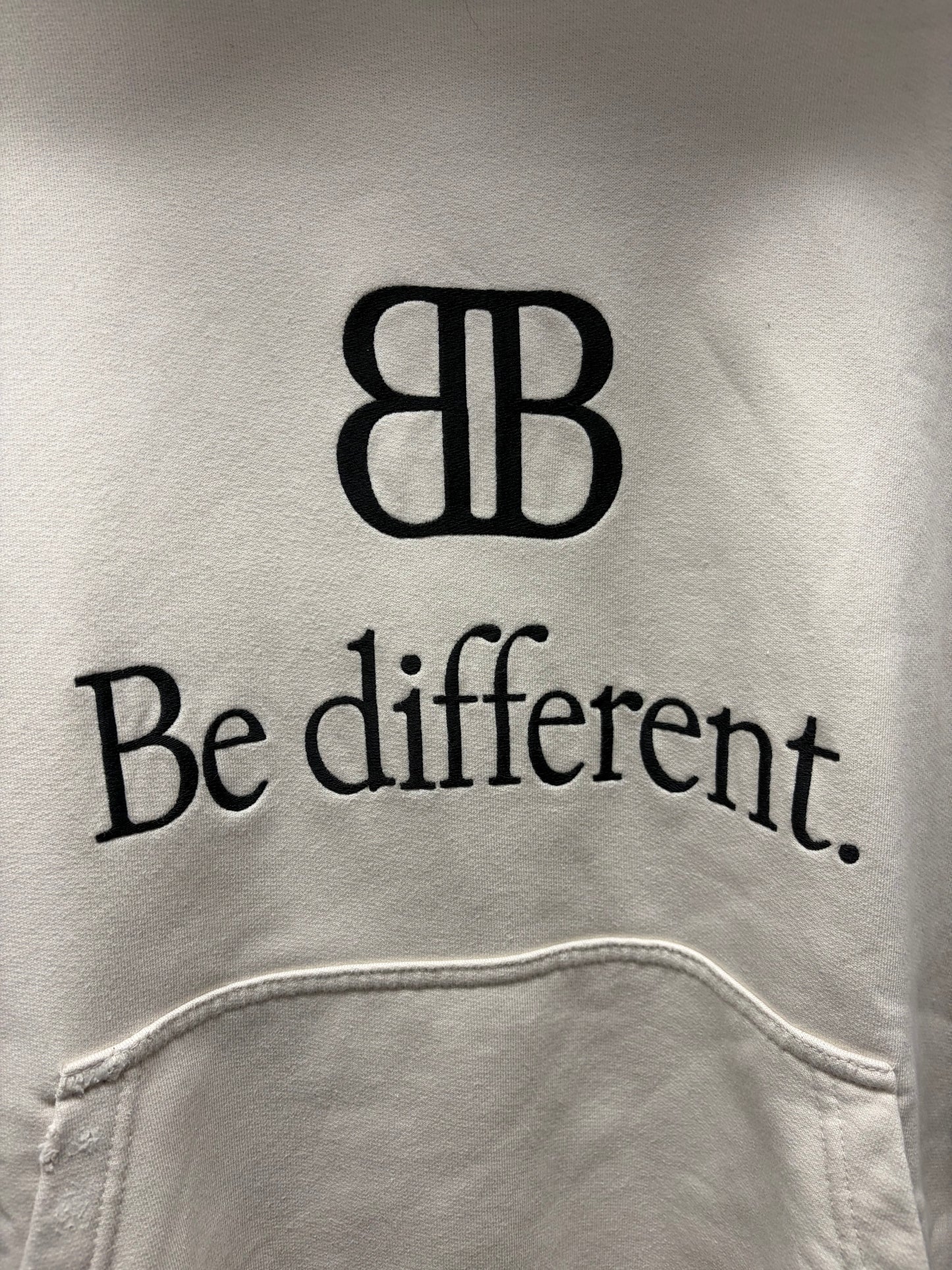 AW2022 Balenciaga ‘Be Different’ Cream/Black Slogan Logo Hoodie