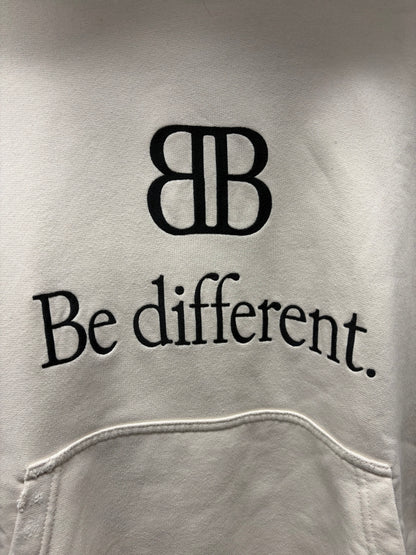 AW2022 Balenciaga ‘Be Different’ Cream/Black Slogan Logo Hoodie