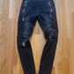 Balmain Washed Black Biker Denim