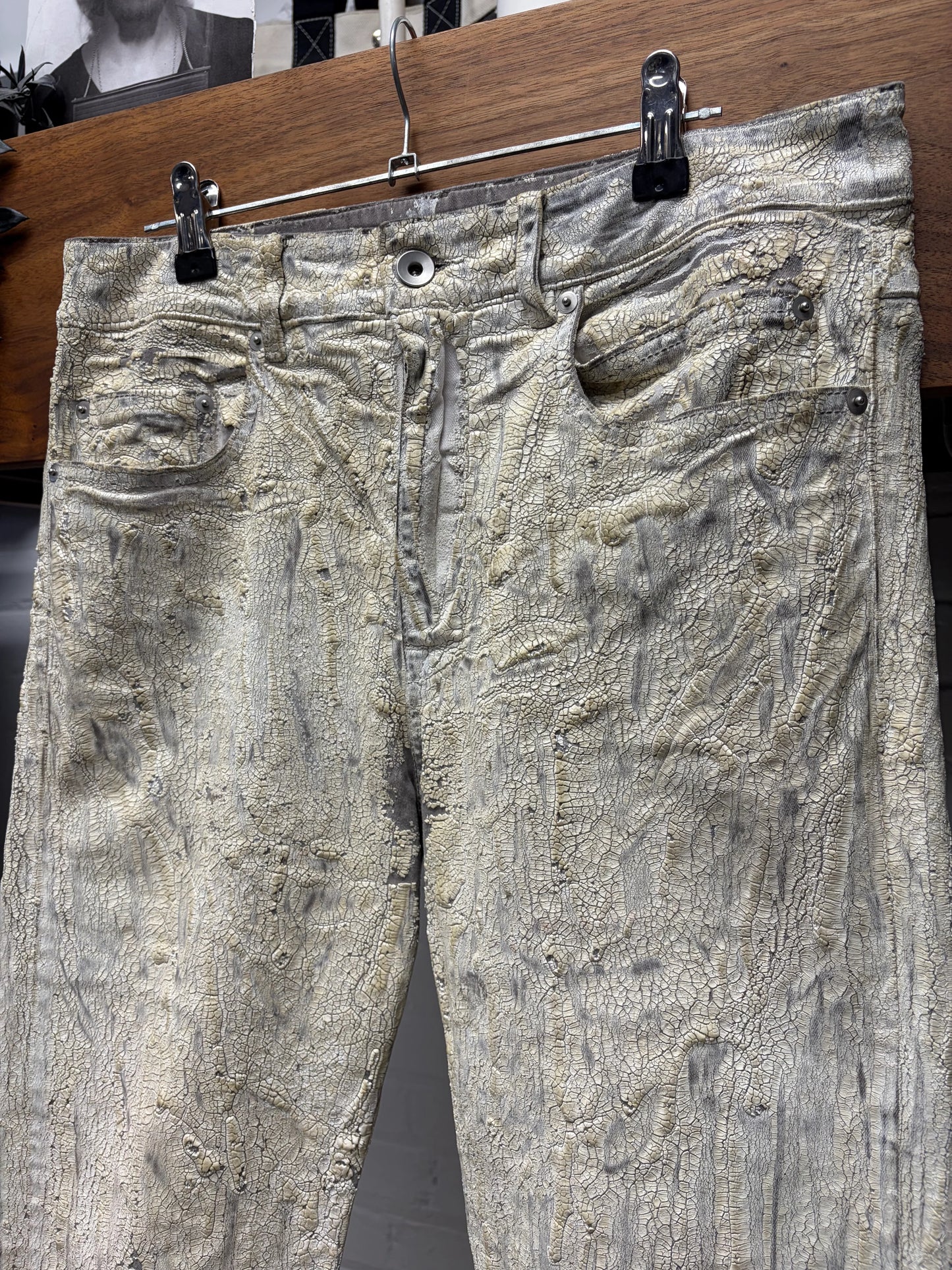 SS2025 Rick Owens ‘Hollywood’ Milk Crackled ‘Headon’ Denim