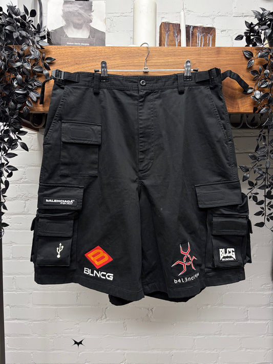 AW2021 Balenciaga ‘Gamer’ Black Cargo Shorts