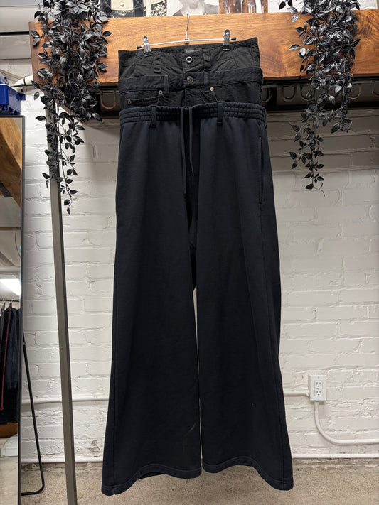 SS2022 Balenciaga ‘Triple Layered’ Wide Leg Hybrid Sweatpants/Denim/Cargo Pants