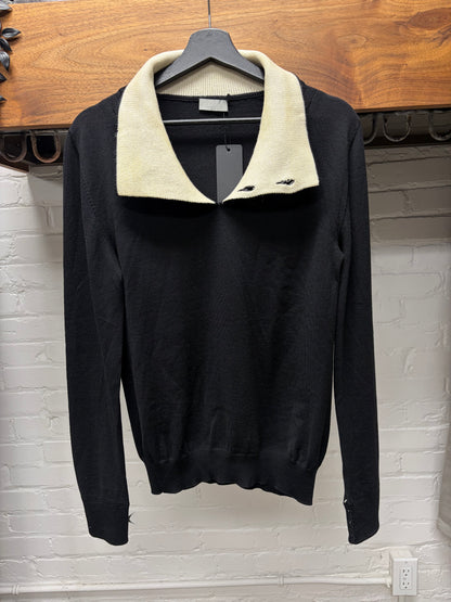 AW2009 Dior Homme ‘Angles’ Black Asymmetrical Collar Ribbed Knit