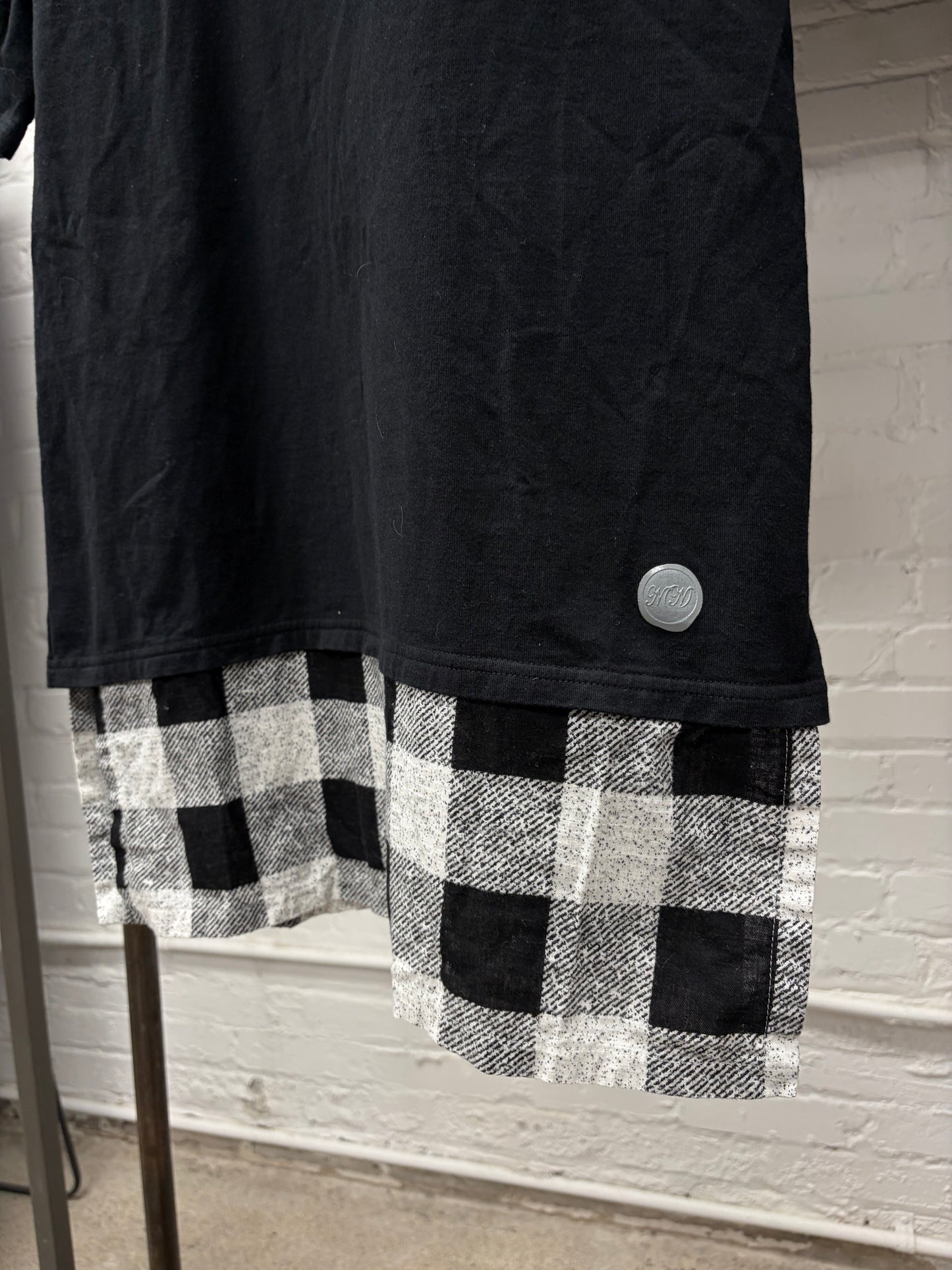 Number (N)ine Short Sleeve Layered Flannel Hoodie