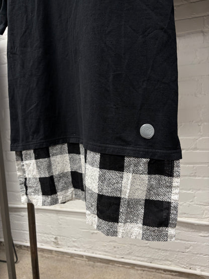 Number (N)ine Short Sleeve Layered Flannel Hoodie