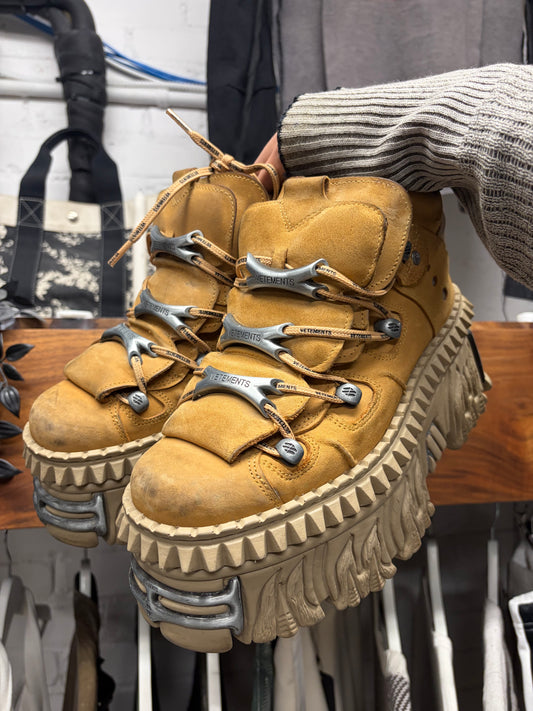 Vetements x New Rock Tan Suede Platform Boots