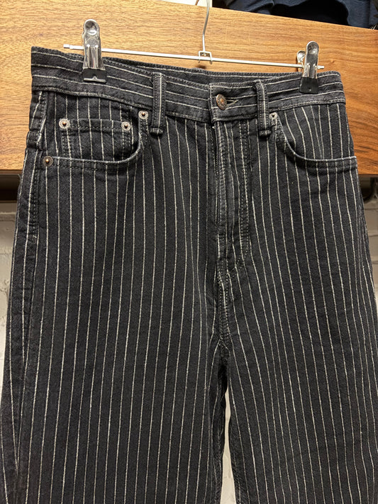 Acne Studios Pinstripe Black/White Flared Leg Denim