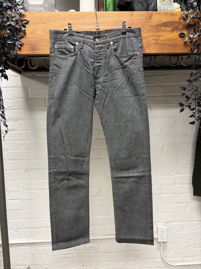 Dior Homme Grey Skinny Jeans with Yellow Contrast Stitching