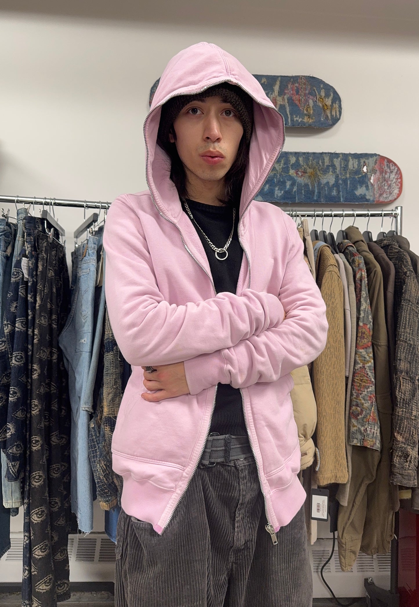 Rick Owens DRKSHDW Dirty Pink ‘Gimp’ Full Zip Hoodie