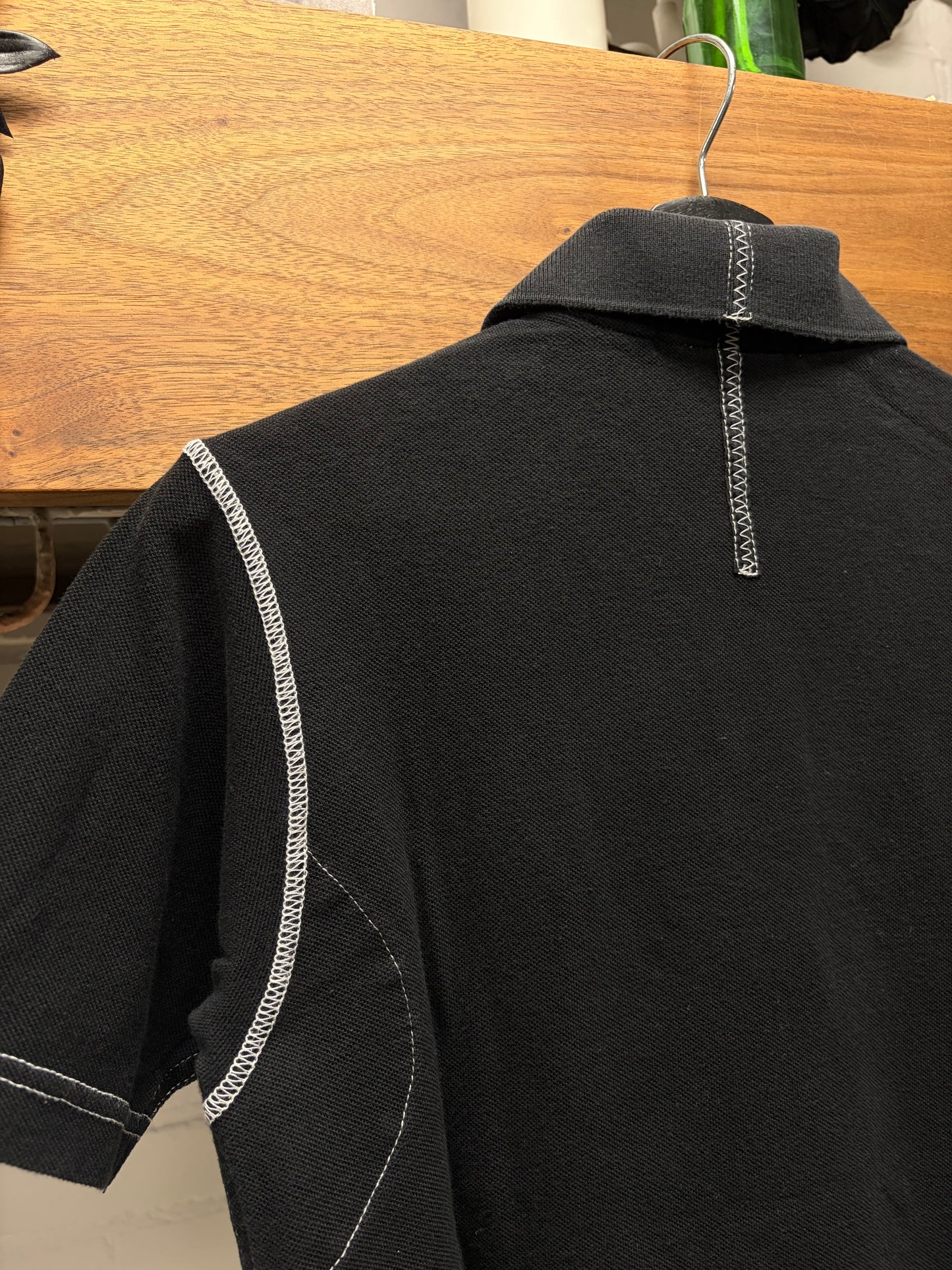 2007 Junya Watanabe x Lacoste Black Contrast Stitch Polo