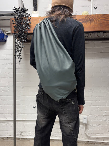 AW2022 Rick Owens ‘Strobe’ Teal/Pearl Leather Drawstring Backpack