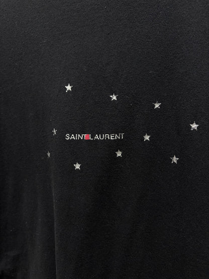 2019 Saint Laurent ‘Stars Box Logo’ Black Short Sleeve Shirt