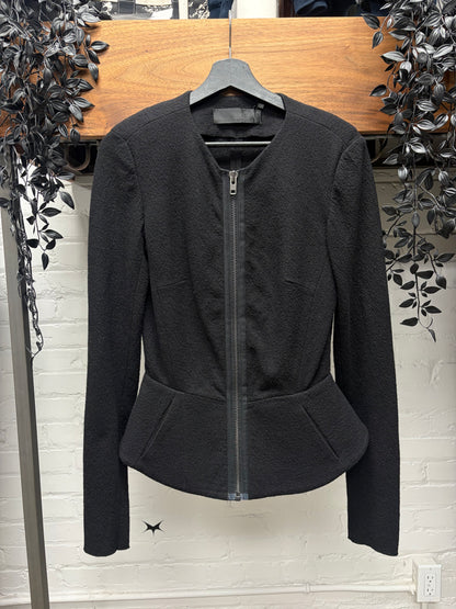 Haider Ackermann Black Anthracite Wool ‘Sculpted’ Peplum Jacket