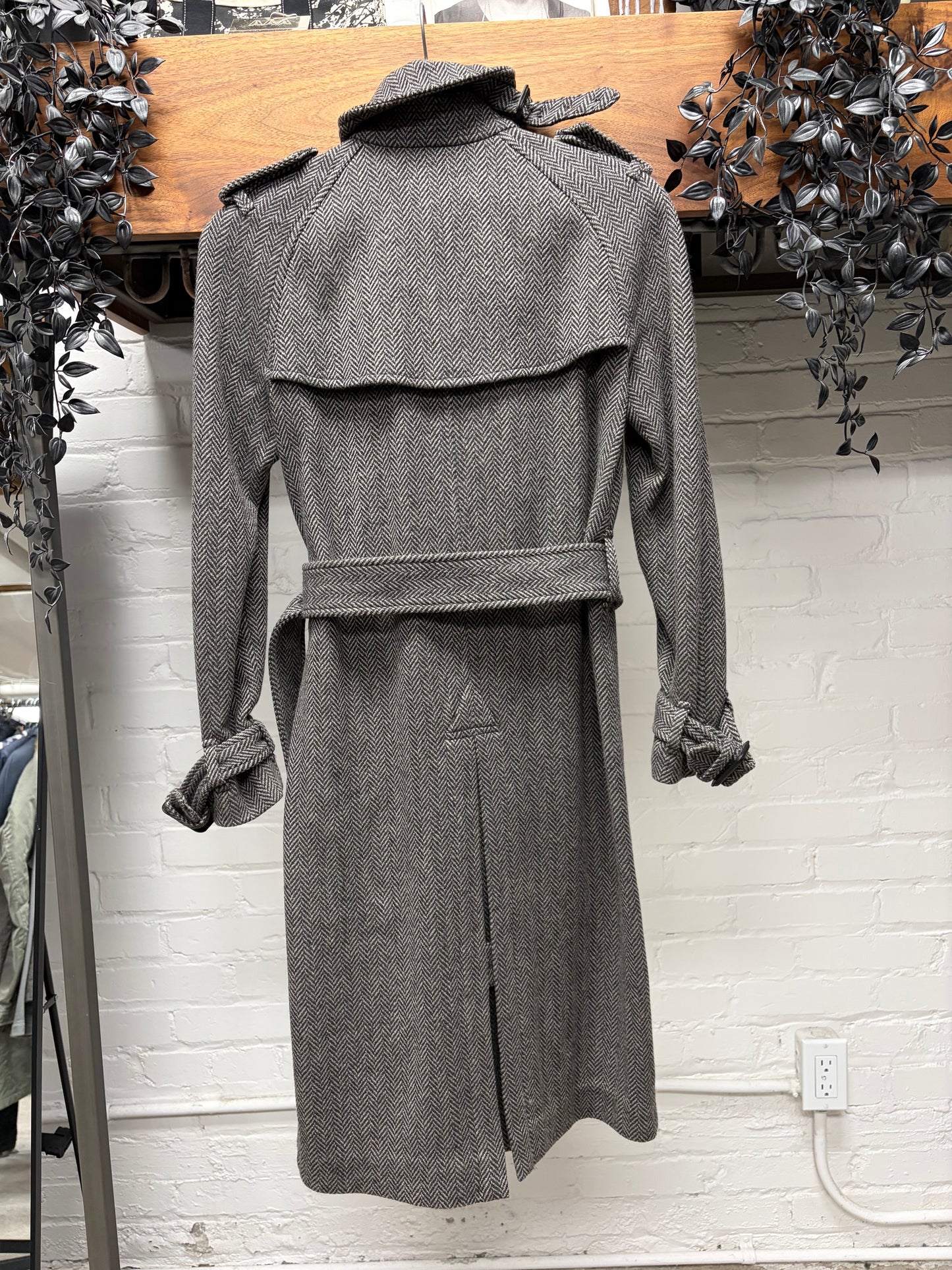 2010s Gucci ‘Herringbone’ High Neck Closure Wool Trench Coat