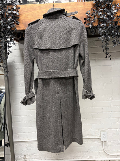 2010s Gucci ‘Herringbone’ High Neck Closure Wool Trench Coat