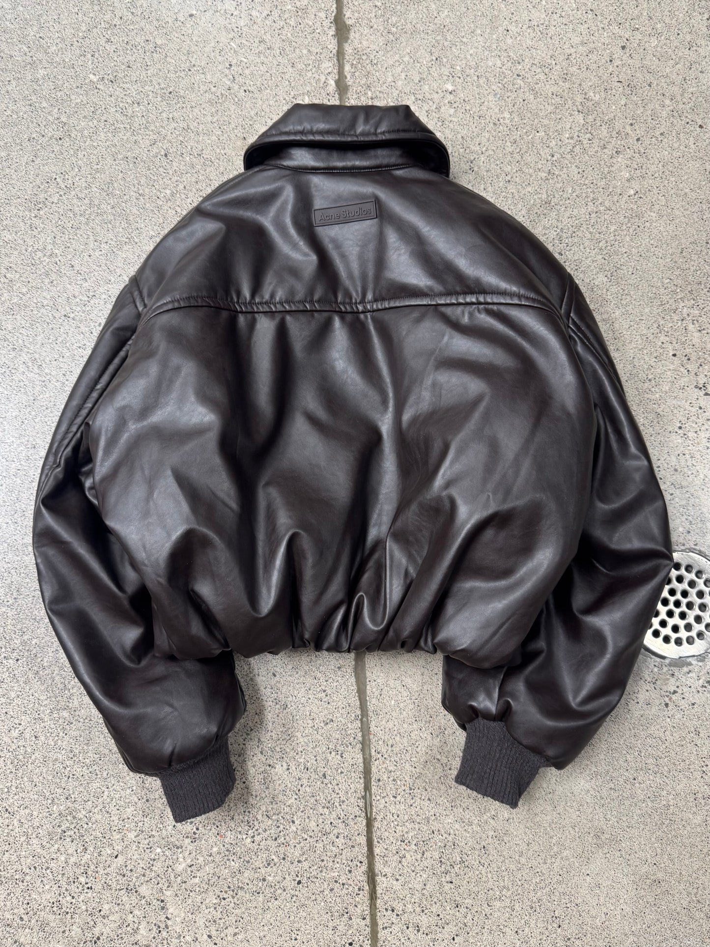 Acne Studios ‘Coated’ Brown Cropped Bomber Jacket