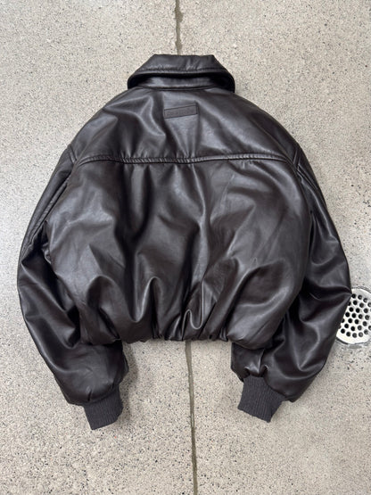 Acne Studios ‘Coated’ Brown Cropped Bomber Jacket