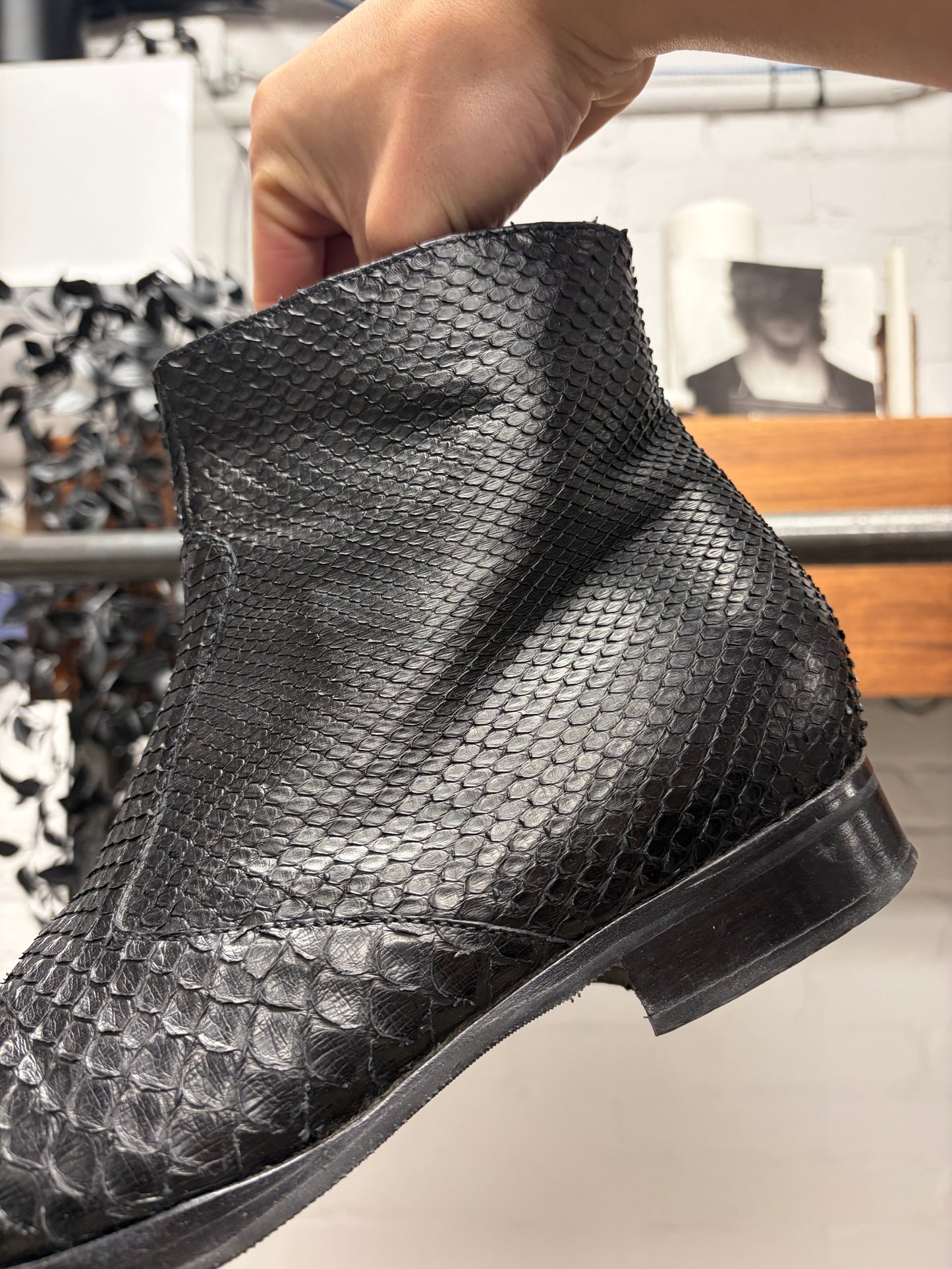 Helmut SS2002 Helmut Lang ‘Perch Skin’ Fish Leather Pointed Toe Boots