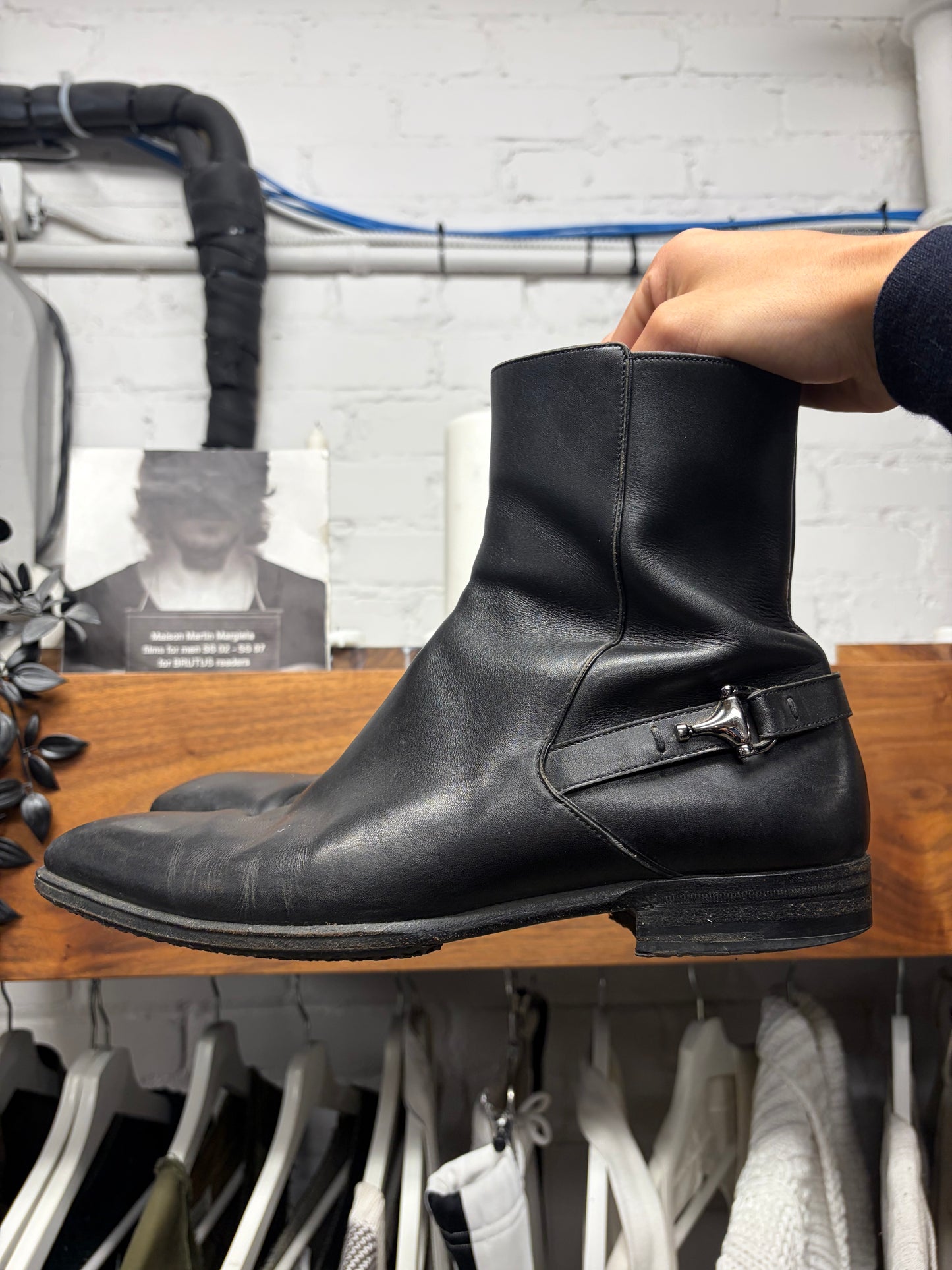 2000s Gucci  ‘Horsebit’ Strap-Back Leather Pointed Toe Ankle Boots