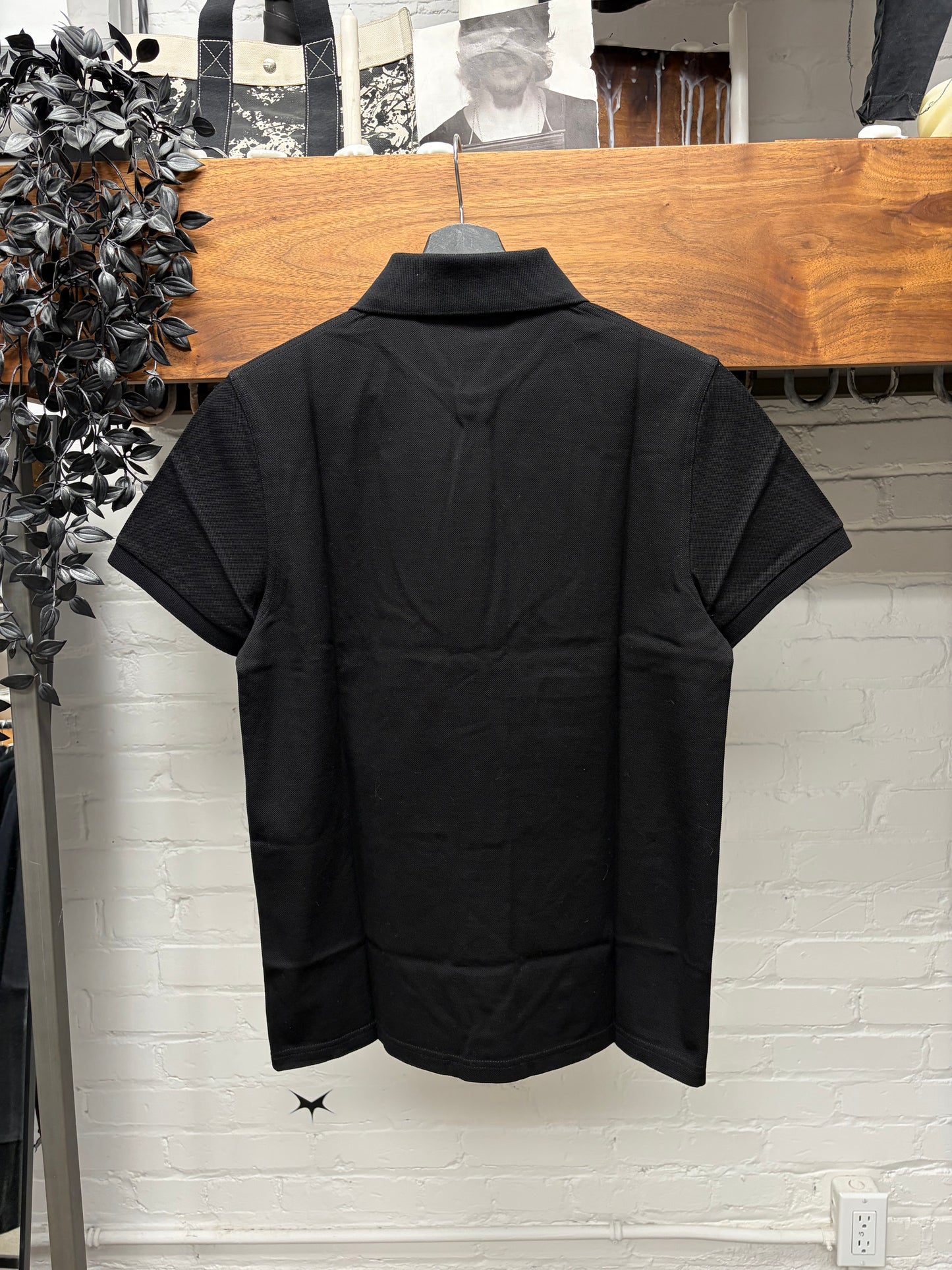 2021 Saint Laurent Black ‘YSL’ Embroidered Logo Staff Uniform Polo