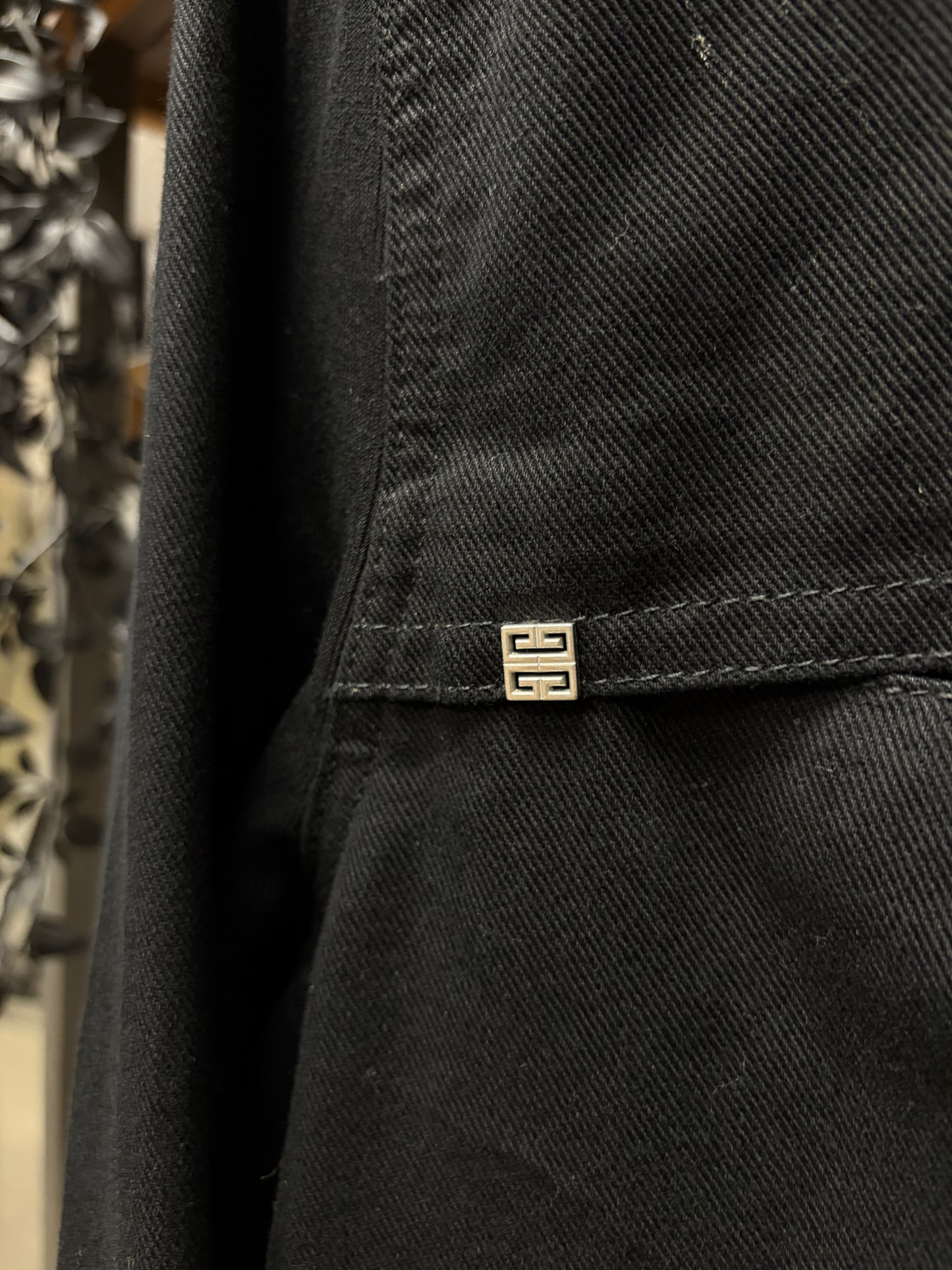 Givenchy ‘4G Logo’ Black/Silver Rivet Button Snap Denim Overshirt