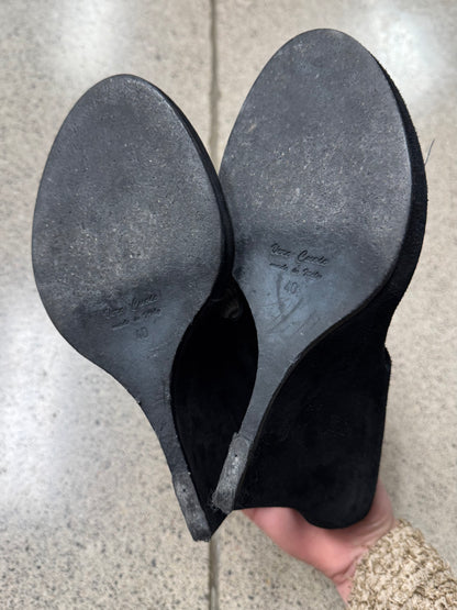Ann Demeulemeester Black Suede Open Toe Wedge Heels