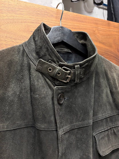 2000s Gucci by Tom Ford Brown Suede ‘Fatigue’ Belted Collar Jacket