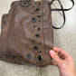 Prada Eyelet Studded Brown Leather Shoulder Bag