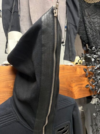 SS2014 Rick Owens ‘Vicious’ Leather Geometric/Tape Seam Gimp Full-Zip Hoodie